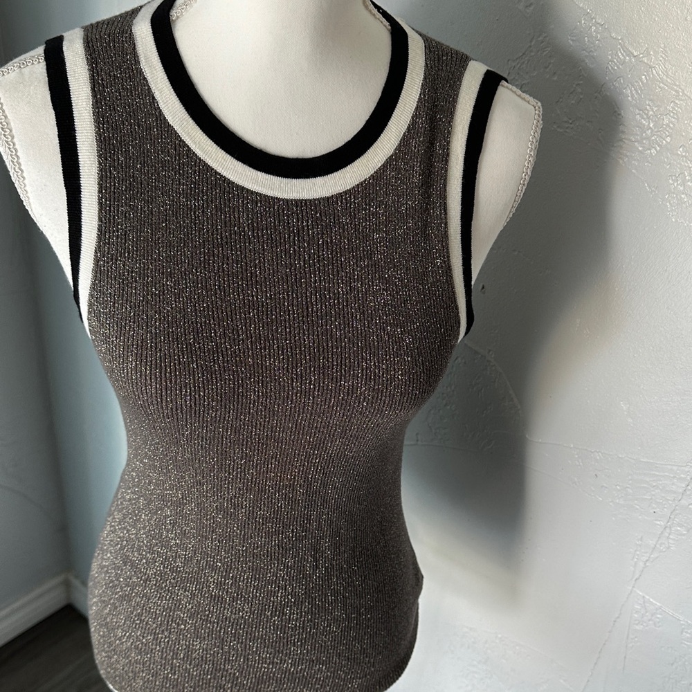Moth by anthropology gray and White Ribbed Tank Top - Picture 8 of 14